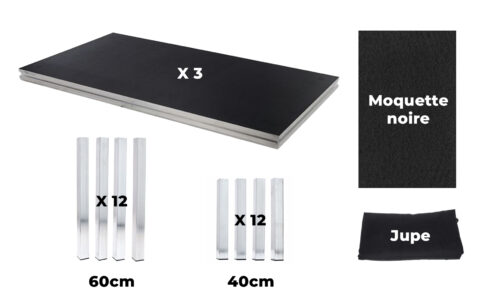 Pack scène 6m2 (3mx2m) avec moquette noire